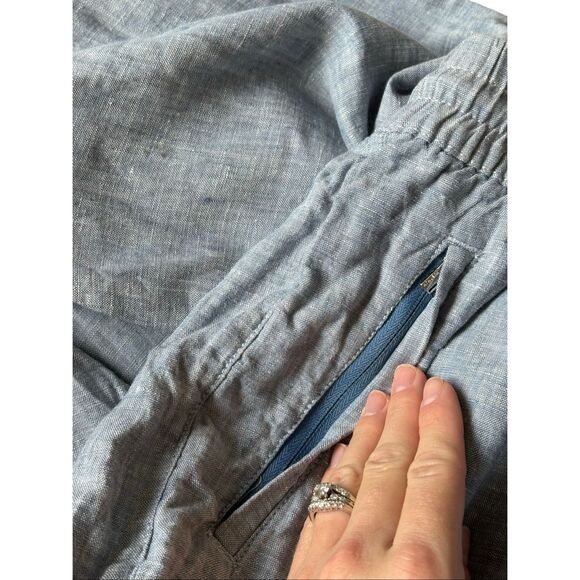 Athleta Retreat Linen Jogger Pants Chambray Blue Size 14 Tall - Picture 7 of 8